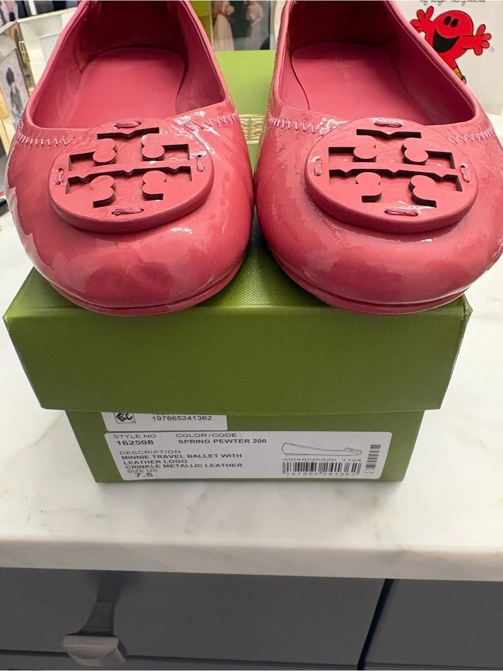 Tory Burch Minnie Travel Ballet Leather Logo Ballet Flats